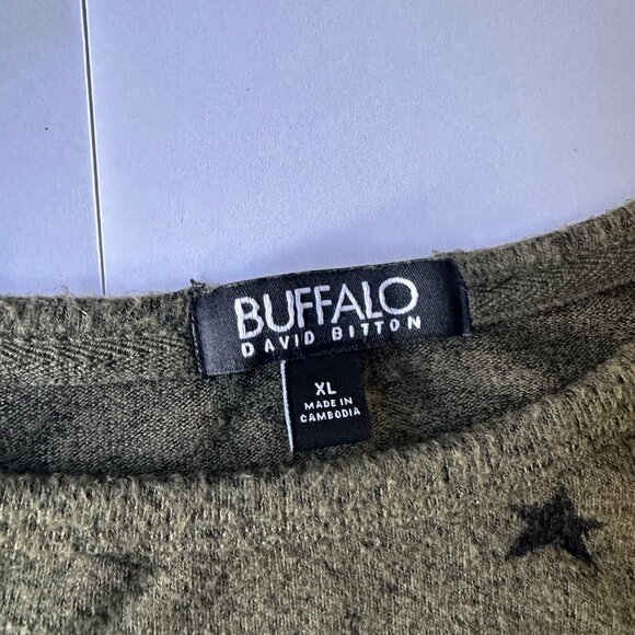 Buffalo David Bitton Sweater Women's XL Green Black Stars Pullover Super Soft - Picture 4 of 10